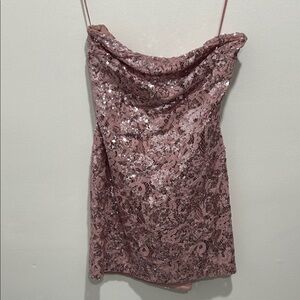 Free People Rose Pink Sequin Lace Midi Dress